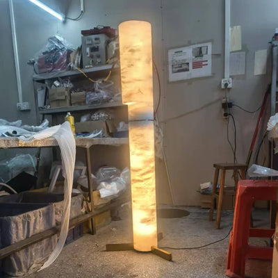 Italian Marble Column Floor Lamp – Designer LED Tall Stand Lamp for Living Room & Bedroom