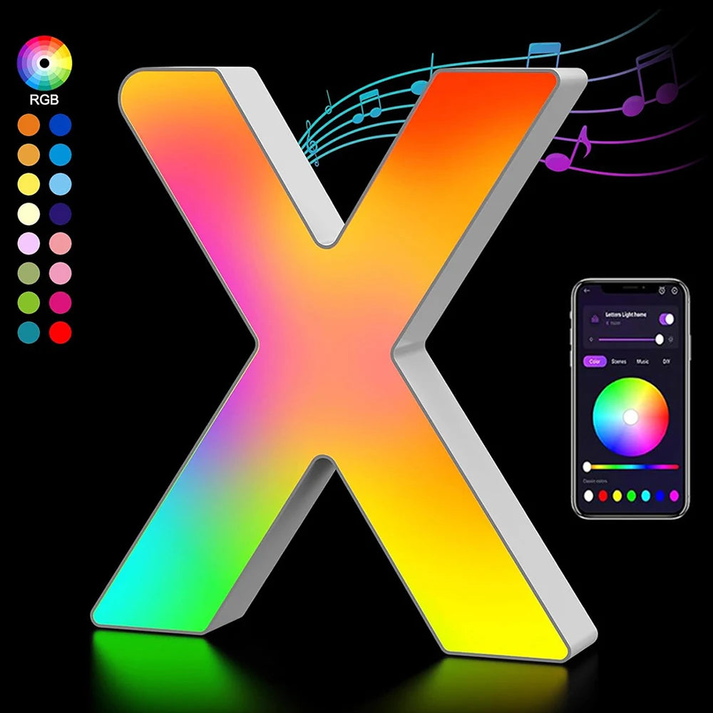 Smart LED Alphabet Letter Lights – App & Voice Controlled RGB Night Light for Bedroom Wall Décor
