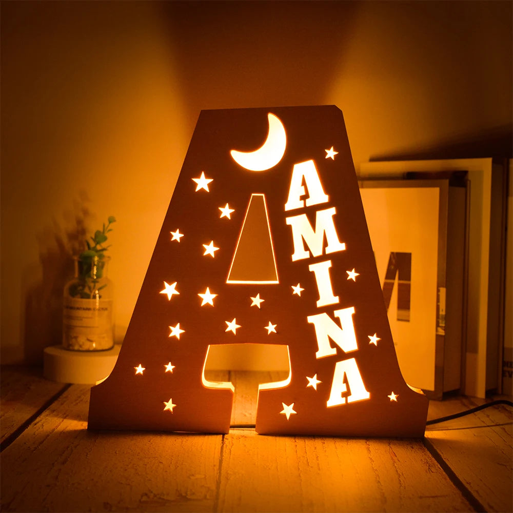 Custom Name LED Night Light – Personalised Star Wall Lamp for Bedroom, Nursery & Gift
