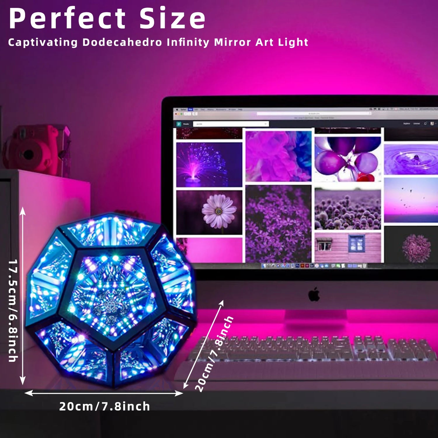 Infinity Dodecahedron Voice Lamp Remote Control close-up product view, in black