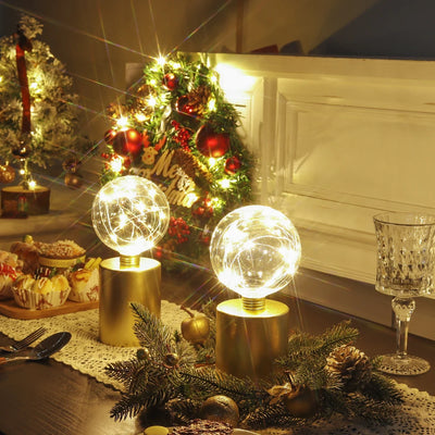 Cordless Gold Table Lamps (Set of 2) – Battery Powered Decorative Lights for Living Room & Events