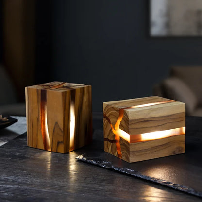 Cracked Solid Wood Nordic Design Nightlight