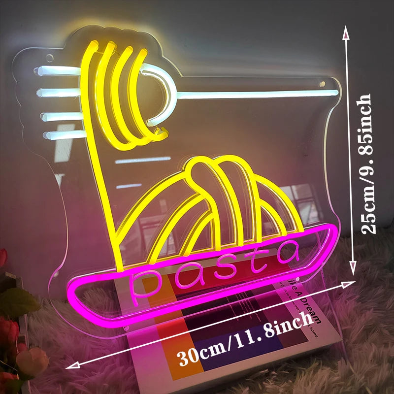 Fries Pizza Neon Wall Light USB lifestyle product view