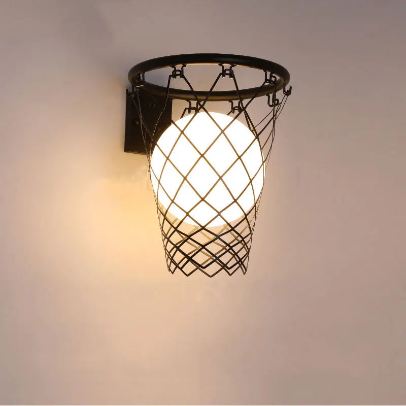 Basketball LED Wall Lamp - Creative Nordic Sports Night Light for nursery or kids room decor, in Black no bulb or red no bulb