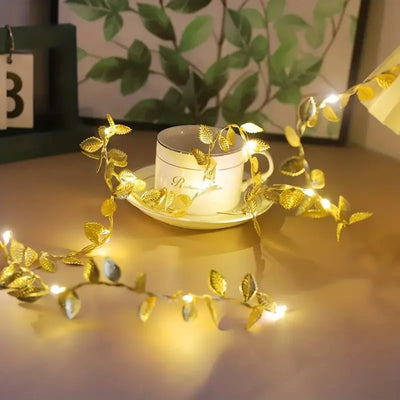 Golden & Silver Leaf Fairy Waterproof Light String