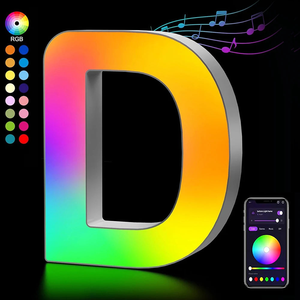 Smart LED Alphabet Letter Lights – App & Voice Controlled RGB Night Light for Bedroom Wall Décor