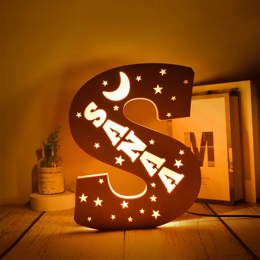 Custom Name LED Night Light – Personalised Star Wall Lamp for Bedroom, Nursery & Gift