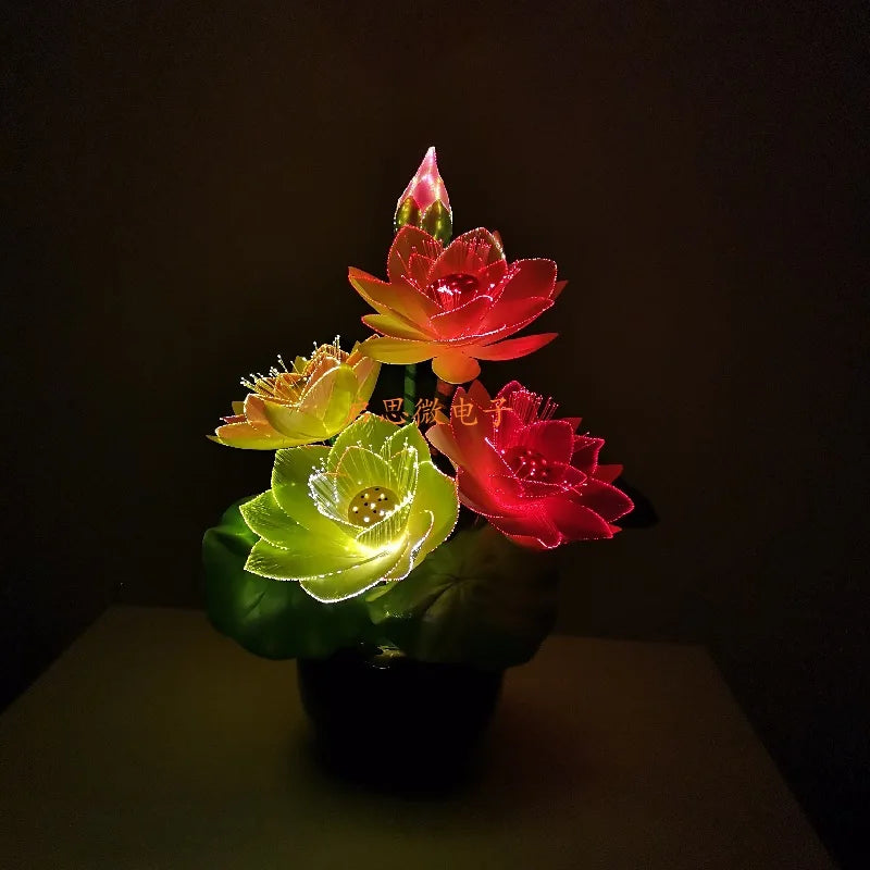 Lotus Fiber Optic Buddha Lamp – LED Novelty Flower Desk Light (New Edition)