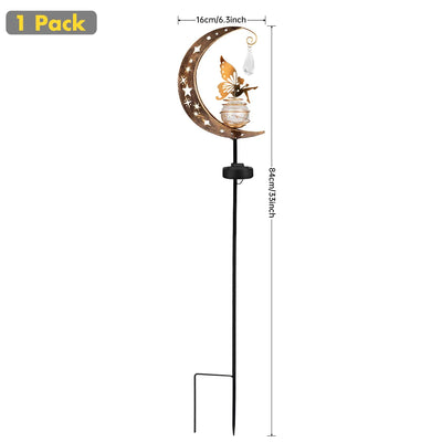 Angel Moon Crackle Glass Solar Garden Stake Light