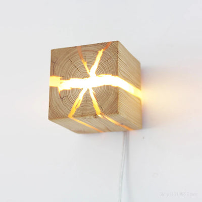 Cracked Solid Wood Nordic Design Nightlight