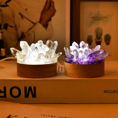 Amethyst Crystal Point LED Lamp – Natural Gemstone Healing Light for Desk & Home Décor