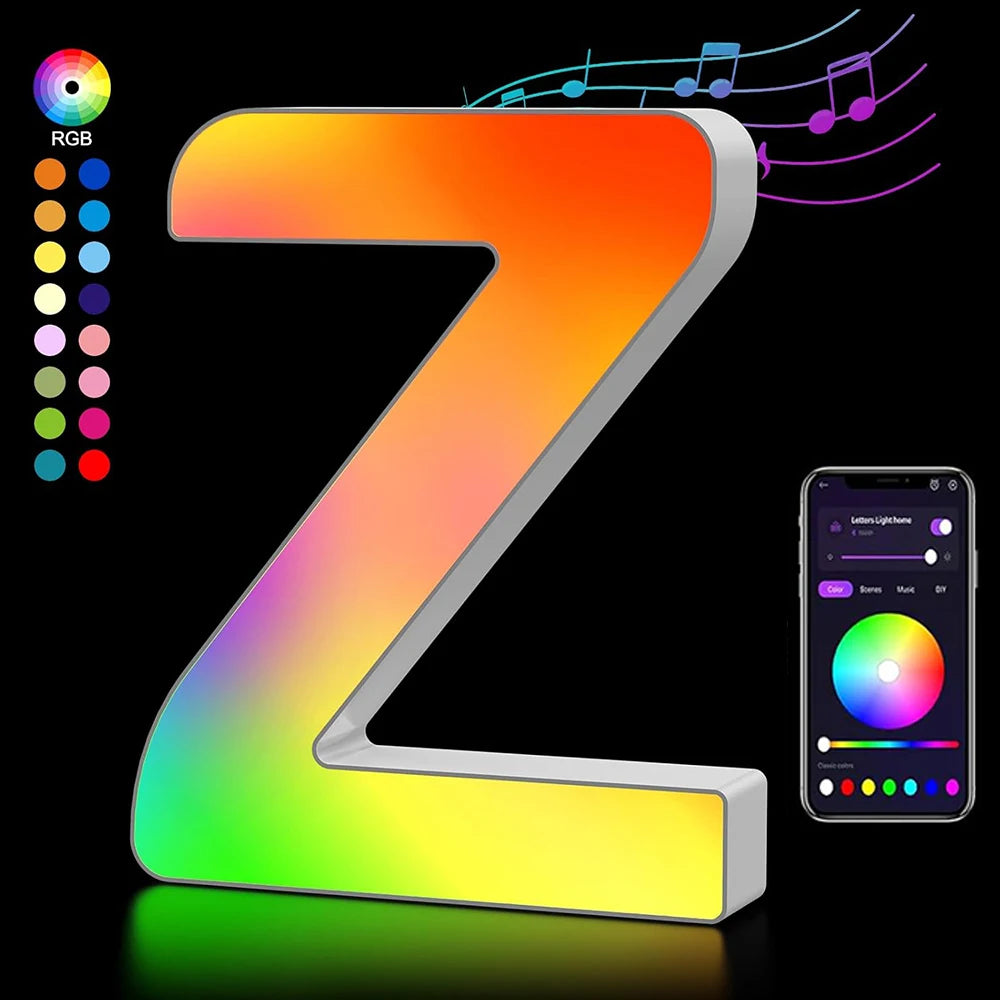 Smart LED Alphabet Letter Lights – App & Voice Controlled RGB Night Light for Bedroom Wall Décor