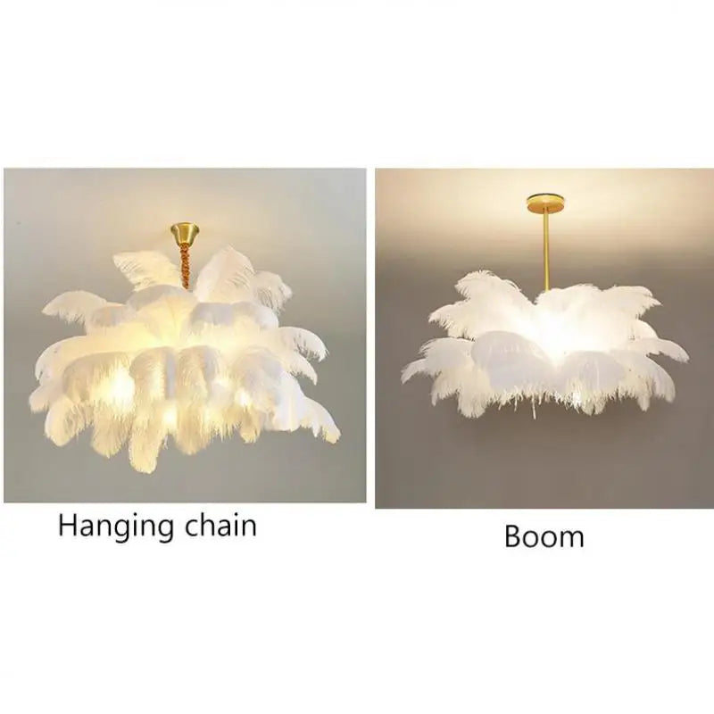 Novelty Animal Dimmable feather ceiling light for soft bedroom ambience