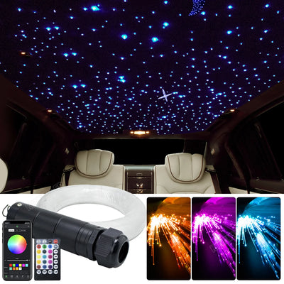 DC12V Starry Sky Fiber Optic Car Ceiling Kit – RGBW App-Controlled Star Roof Light