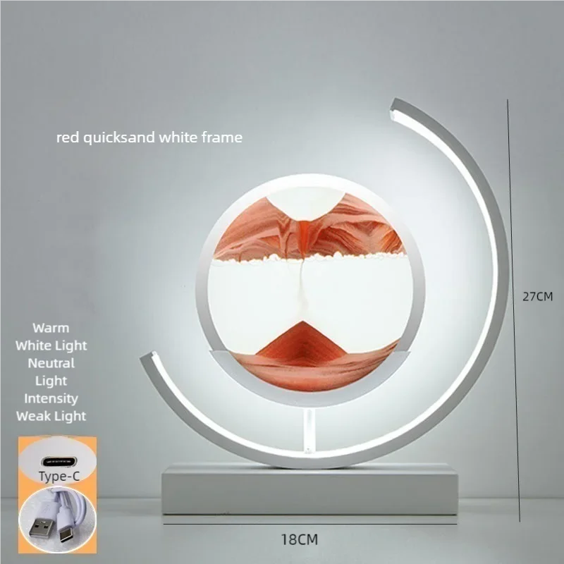 LED Moving Sand Art Table Lamp – 3D Flowing Sandscape Hourglass Bedside Night Light