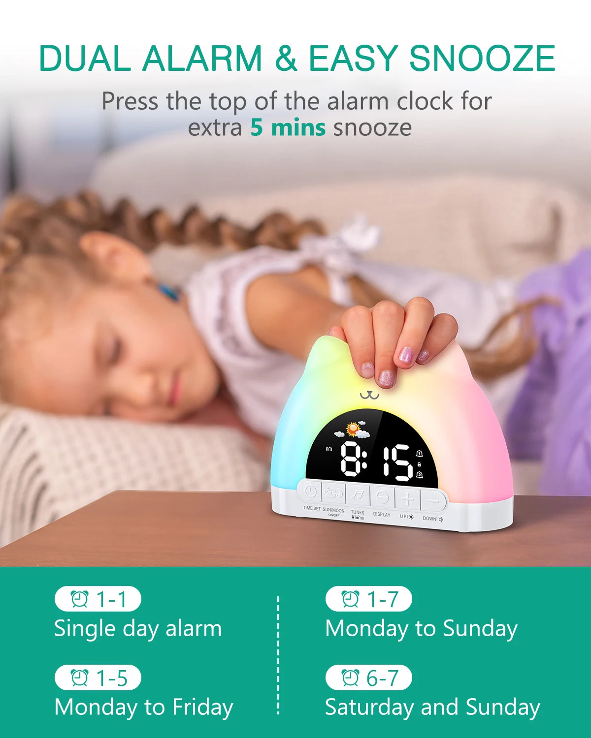 Oria Kids Alarm Alarm Clock Lamp decorative lighting detail