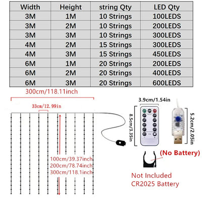USB-powered curtain string lights