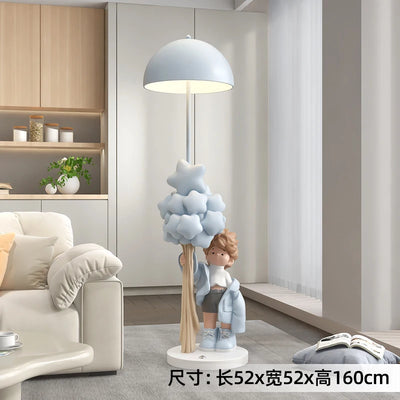 Luminous Boy Statue Floor Lamp – 160cm LED Bluetooth Speaker Sculpture for Living Room