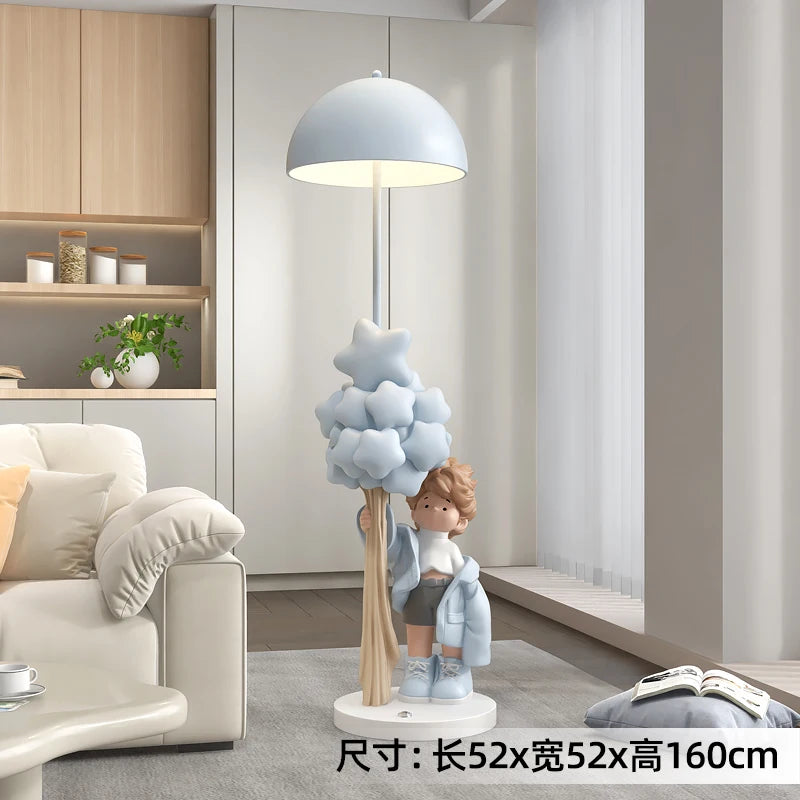 Luminous Boy Statue Floor Lamp – 160cm LED Bluetooth Speaker Sculpture for Living Room