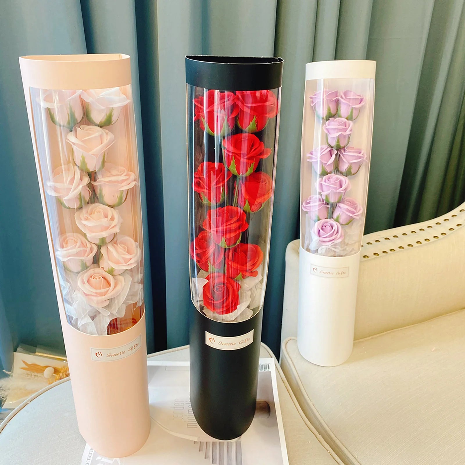 Flower Rose Ambient Light close-up product view, in PURPLE, Pink, or Red