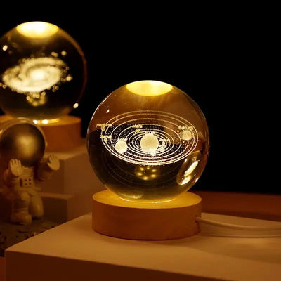 Galaxy Crystal Ball LED Night Light – 3D Moon Planet Lamp for Home Décor & Gifts