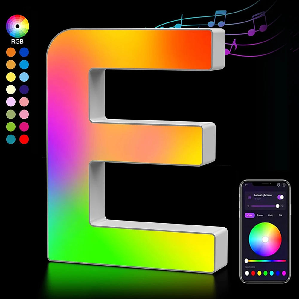 Smart LED Alphabet Letter Lights – App & Voice Controlled RGB Night Light for Bedroom Wall Décor