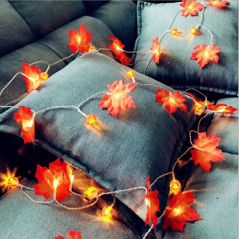 Autumn Pumpkin & Maple Leaf LED Fairy String Lights
