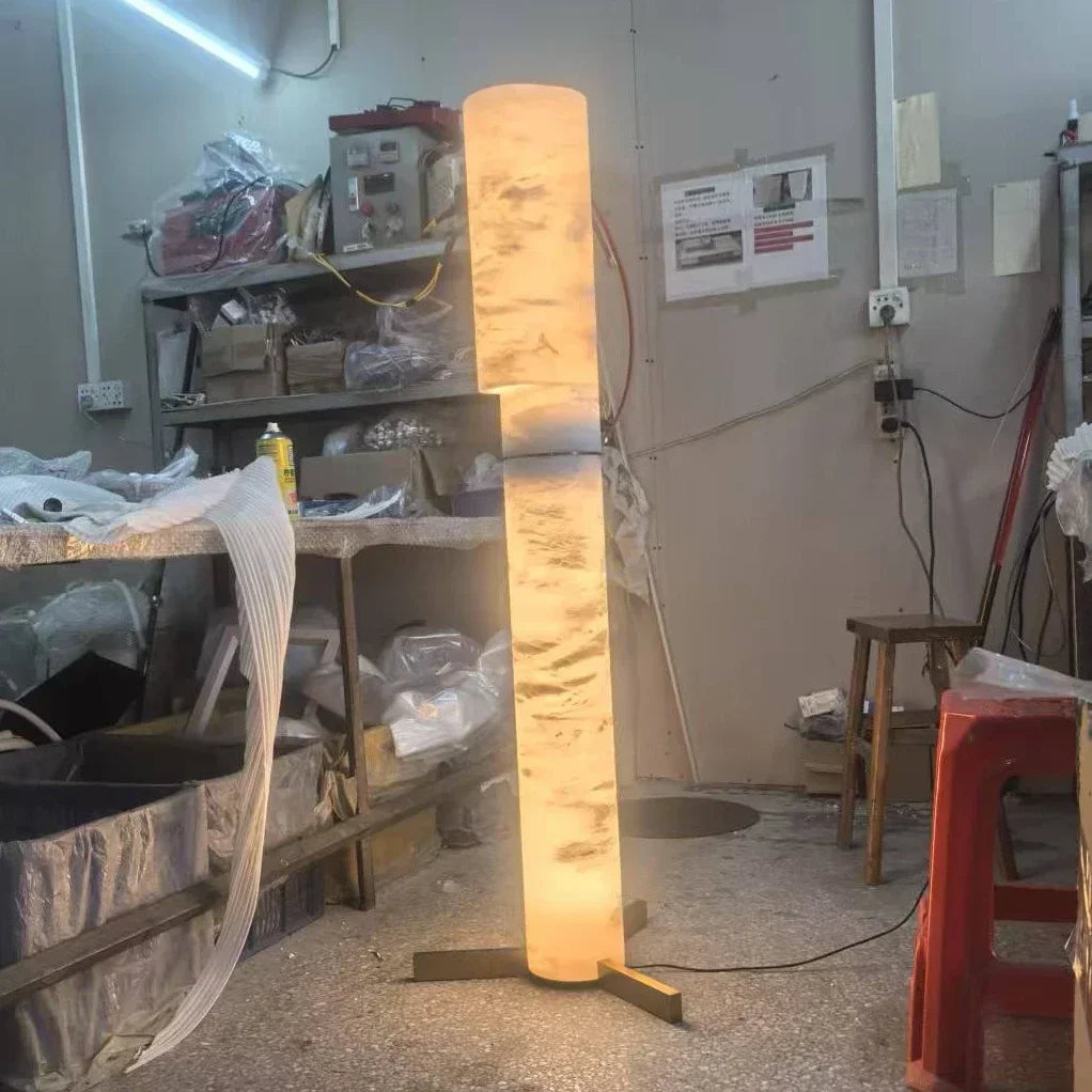Italian Marble Column Floor Lamp – Designer LED Tall Stand Lamp for Living Room & Bedroom
