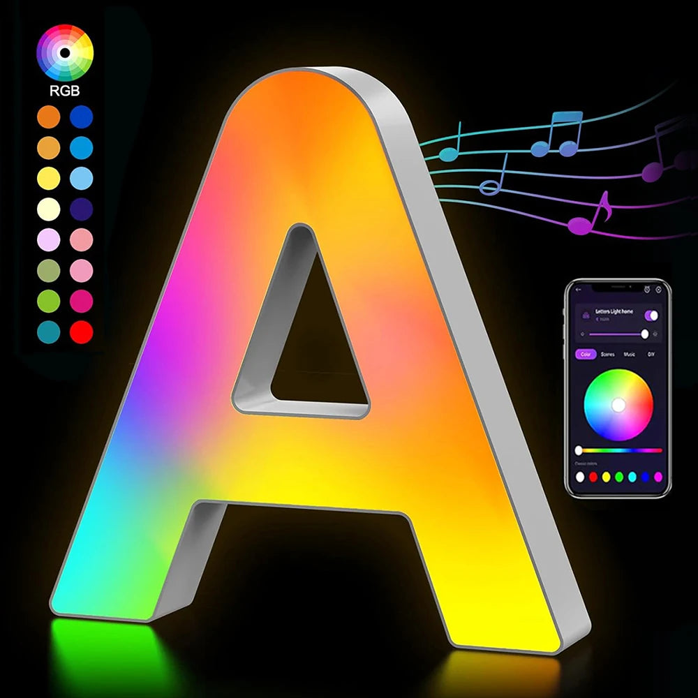Smart LED Alphabet Letter Lights – App & Voice Controlled RGB Night Light for Bedroom Wall Décor