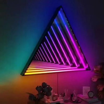 Round Infinite Mirror Neon Wall Light Color-Changing design detail view
