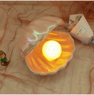Shell with Pearl Ceramic Nightlight - Two Colors
