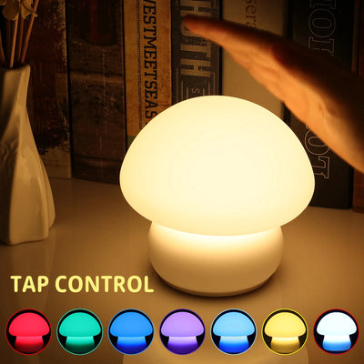 Soft Glow Mushroom Night Light – USB Rechargeable & Tap-Controlled
