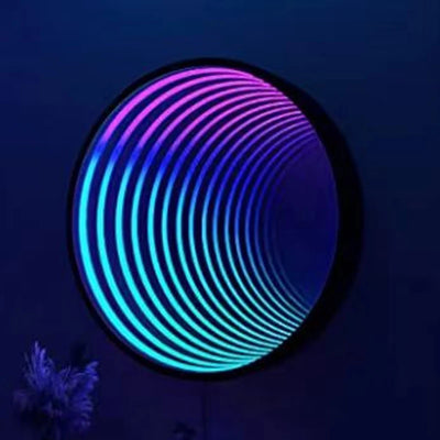 Round Infinite Mirror Neon Wall Light Color-Changing decorative lighting detail