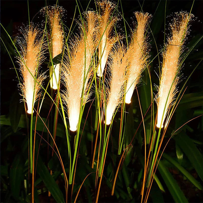 Flower Fiber Reed Outdoor Garden Light Solar for outdoor garden lighting