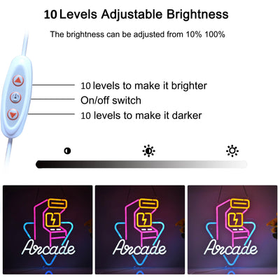Arcade Personalized Gamification Neon Wall Light Dimmable design detail view