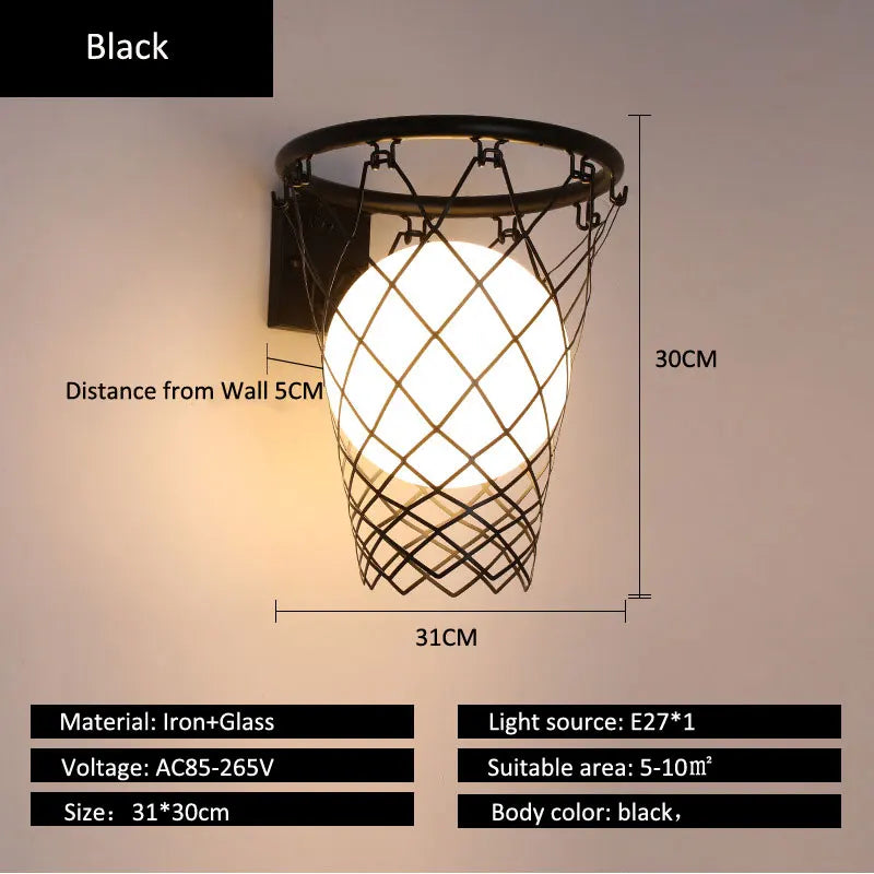 Basketball LED Wall Lamp - Creative Nordic Sports Night Light lifestyle product view