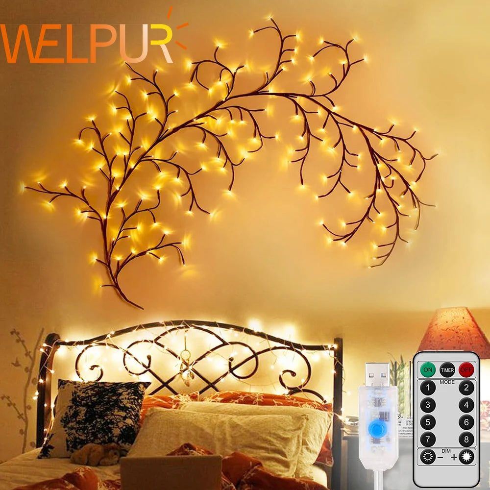 LED Tree Branch Fairy Light – USB & Solar 8-Mode DIY Vine Lamp for Christmas & Garden