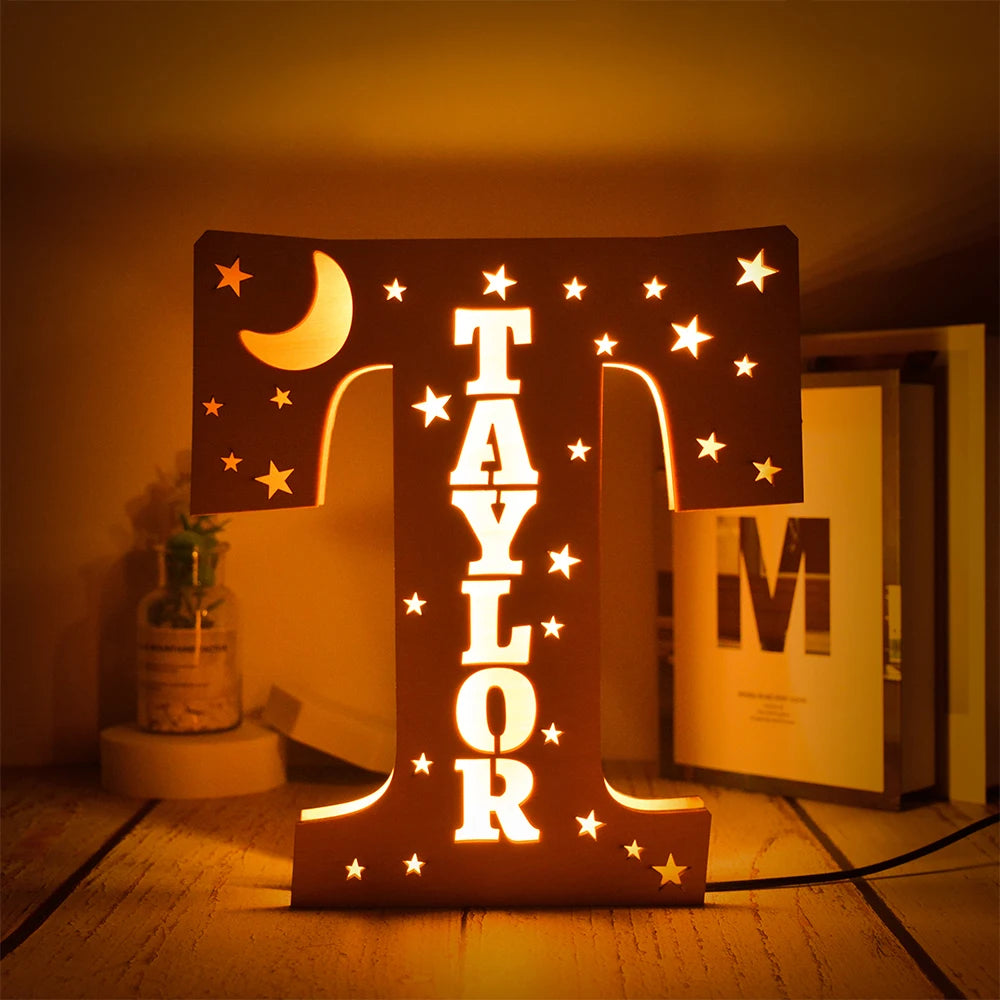 Custom Name LED Night Light – Personalised Star Wall Lamp for Bedroom, Nursery & Gift