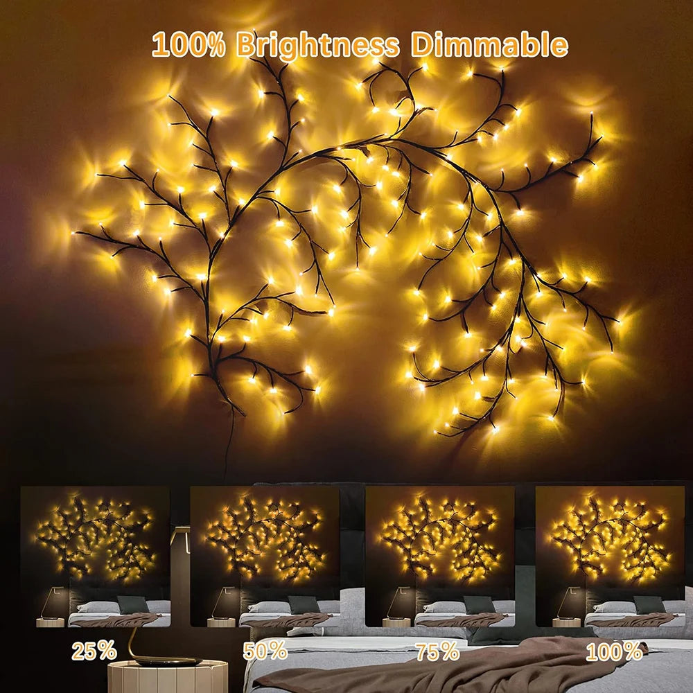 LED Tree Branch Fairy Light – USB & Solar 8-Mode DIY Vine Lamp for Christmas & Garden