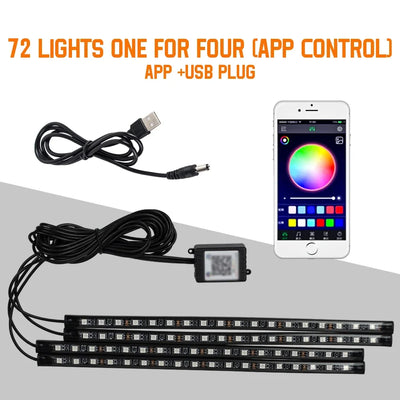 RGB Car Ambient Foot Light – USB Wireless Remote & App Control Interior LED Strip