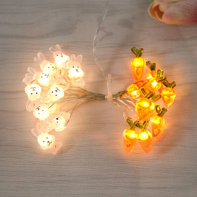 Easter Bunny, Egg & Carrot LED Fairy String Lights