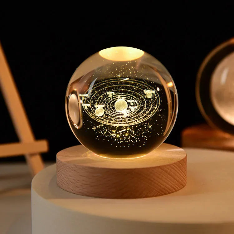 Galaxy Crystal Ball LED Night Light – 3D Moon Planet Lamp for Home Décor & Gifts