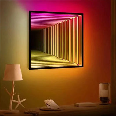 Round Infinite Mirror Neon Wall Light Color-Changing lifestyle product view