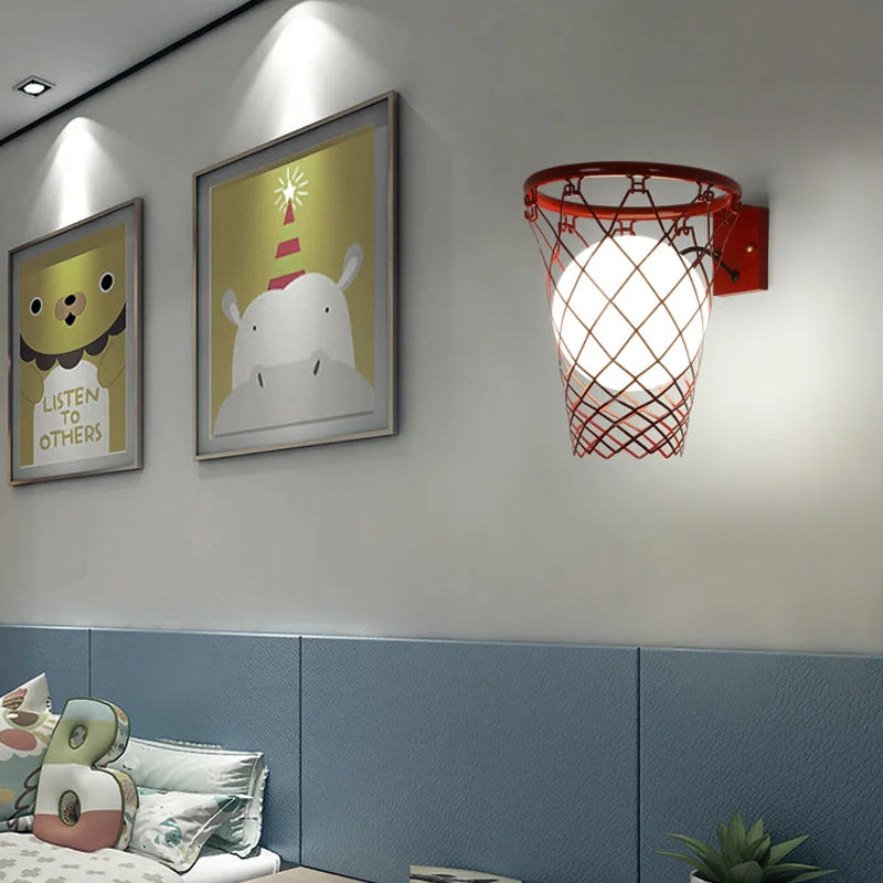 Basketball LED Wall Lamp - Creative Nordic Sports Night Light shown as soft ambient home lighting