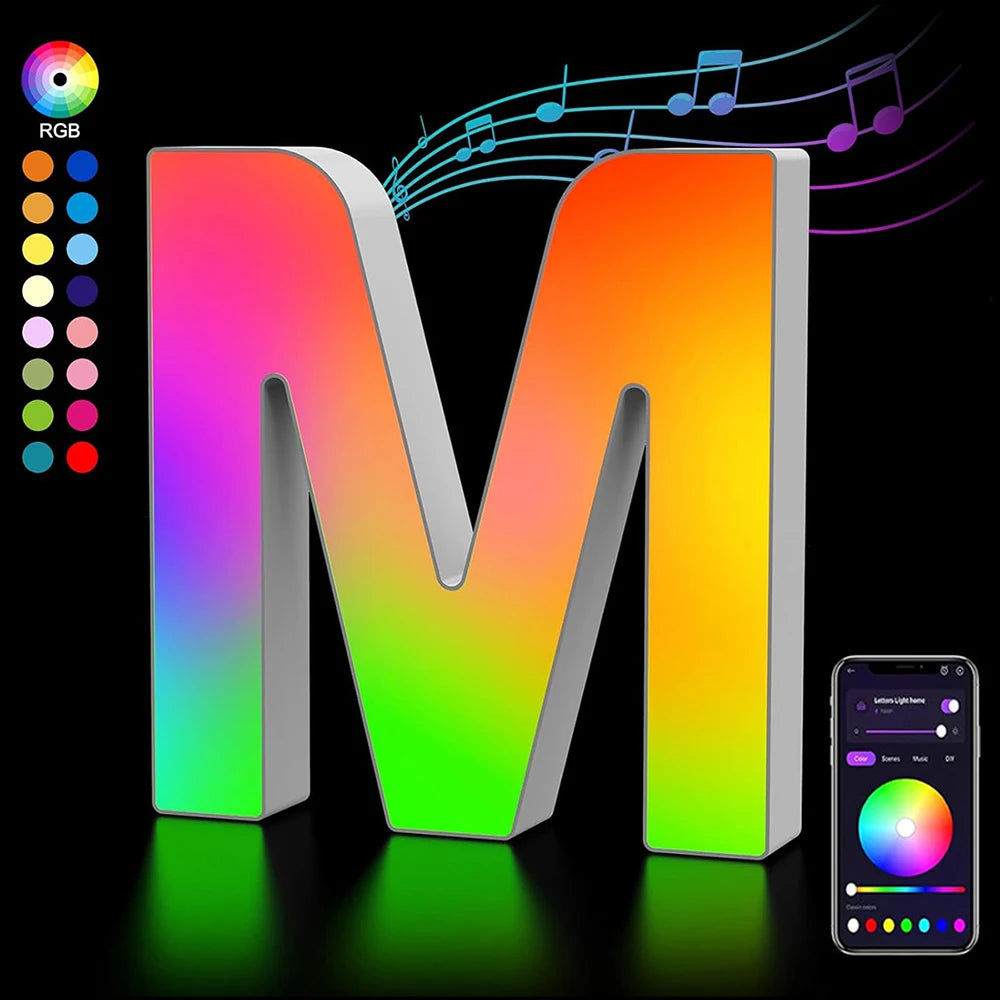 Smart LED Alphabet Letter Lights – App & Voice Controlled RGB Night Light for Bedroom Wall Décor