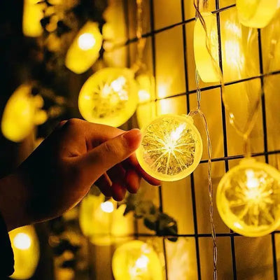 Lemon & Orange Slice LED String Lights – Fruit Garland Battery Fairy Lights