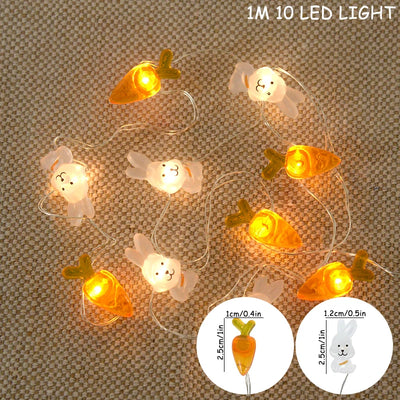 Easter Bunny, Egg & Carrot LED Fairy String Lights