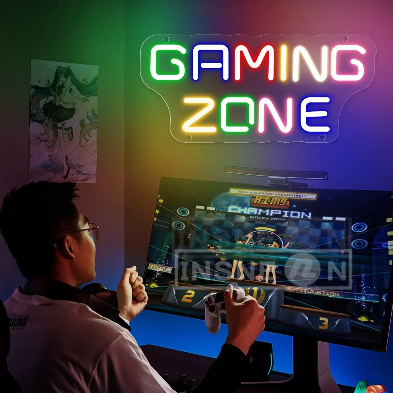 Game Neon Sign Neon Wall Light USB shown as soft ambient home lighting