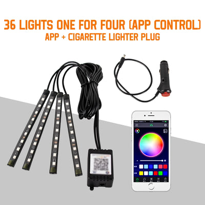RGB Car Ambient Foot Light – USB Wireless Remote & App Control Interior LED Strip