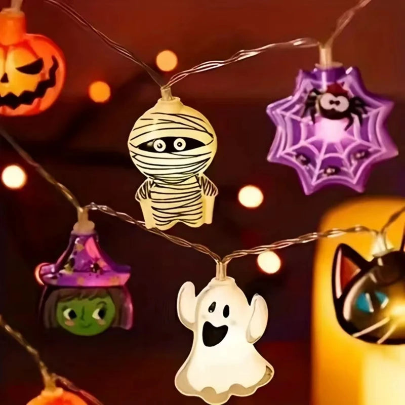 Halloween Party 3D Pumpkin, Ghost & Spider Web String Lights